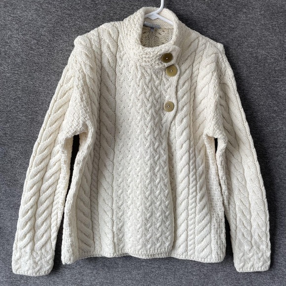 Aran Woollen Mills Sweaters - Aran Woollen Mills Sweater Womens Large White Merino Wool Turtleneck Cable